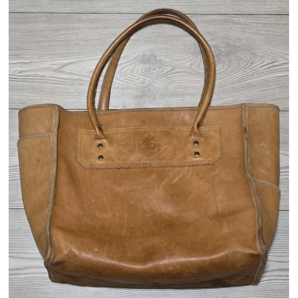 Vintage Gokey Leather Tote Bag USA Brown Hunting 16"x12"